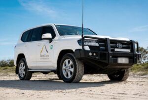 FleetCrew Toyota LandCruiser 300 Hire Vehicle on the beach